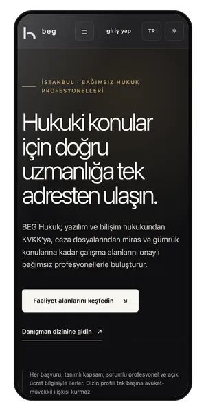 BEG Hukuk: Telefonda ana sayfa
