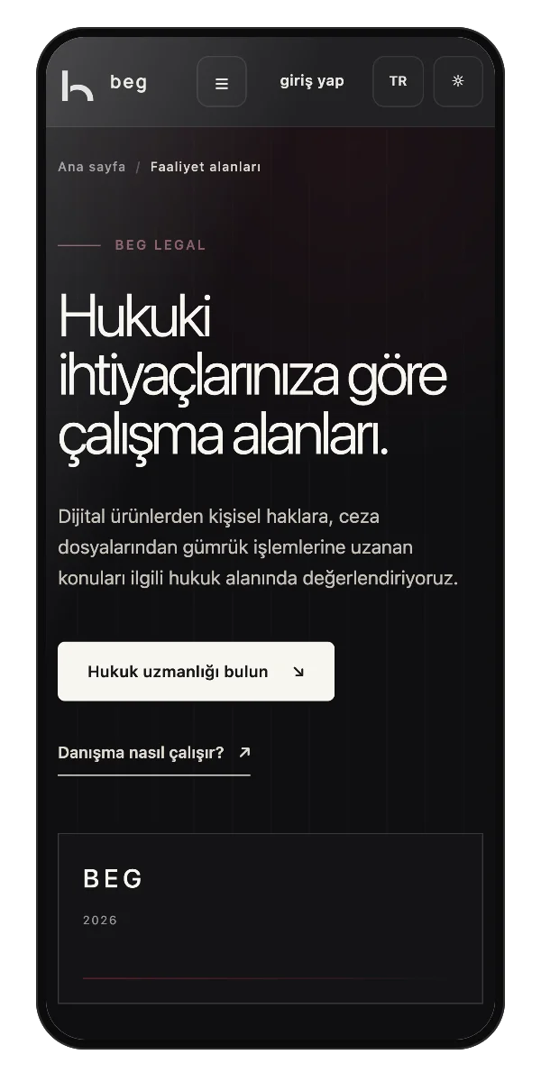 Telefonda çalışma alanları sayfası