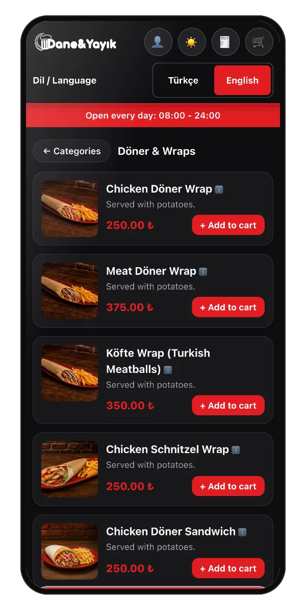 Döner ve dürümler (İngilizce)
