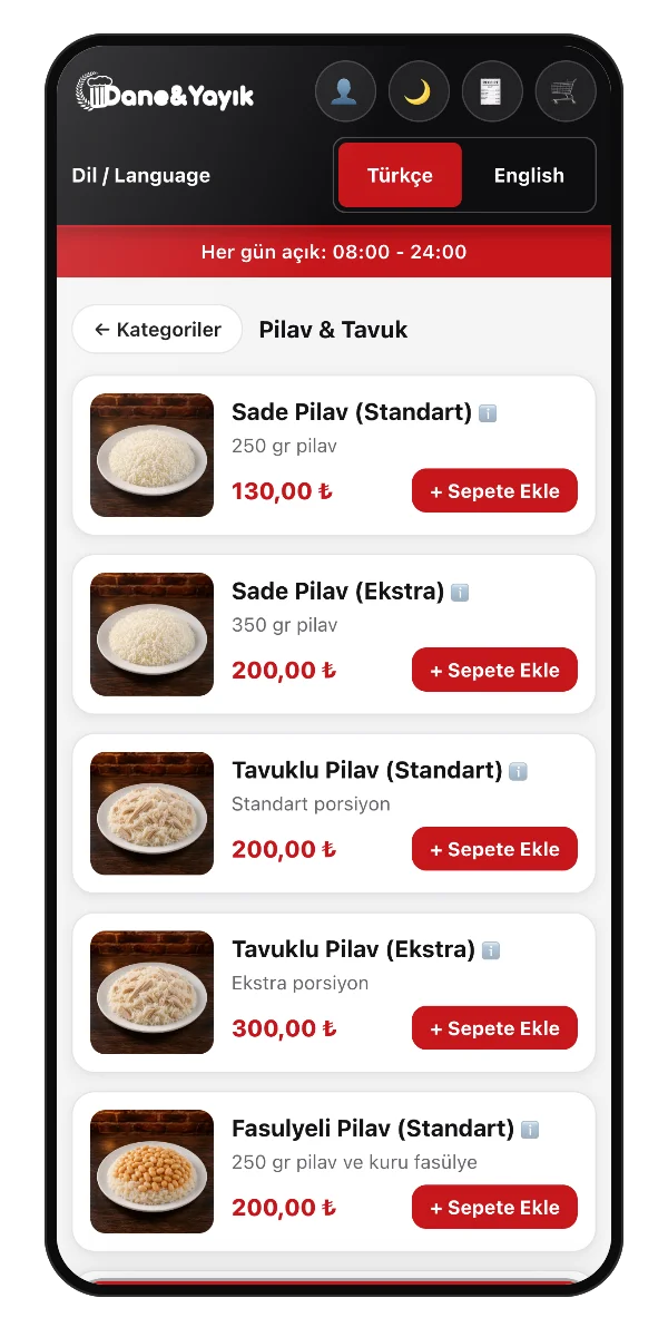 Pilav ve tavuk ürünleri