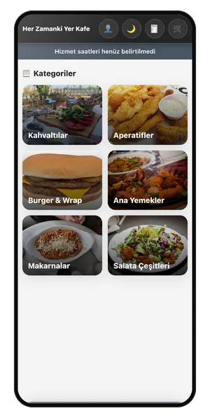 Her Zamanki Yer Cafe QR Menü: Menü kategorileri