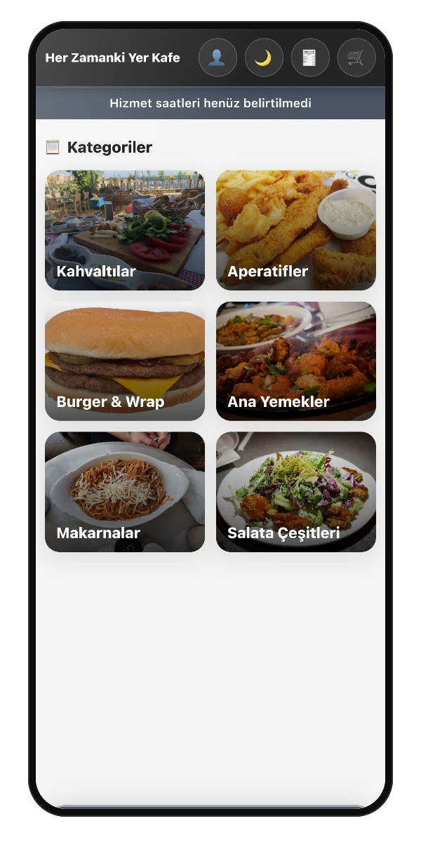 Menu categories