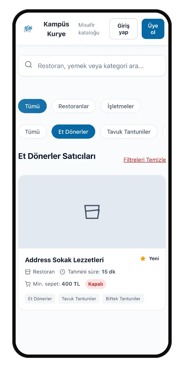 Kategoriye göre filtre