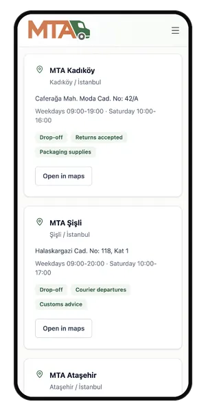 MTA Haulage: Telefonda hizmet noktaları