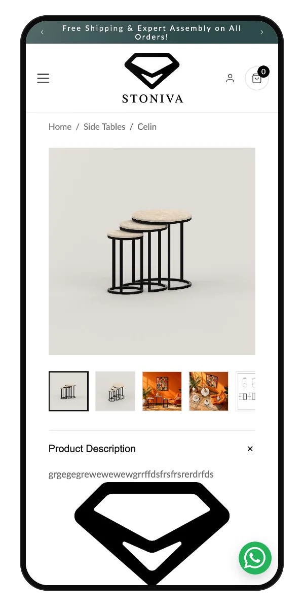 Celin side table on a phone