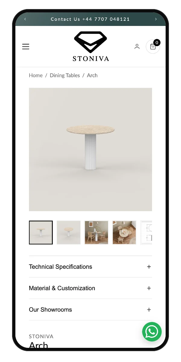 Product page on a phone