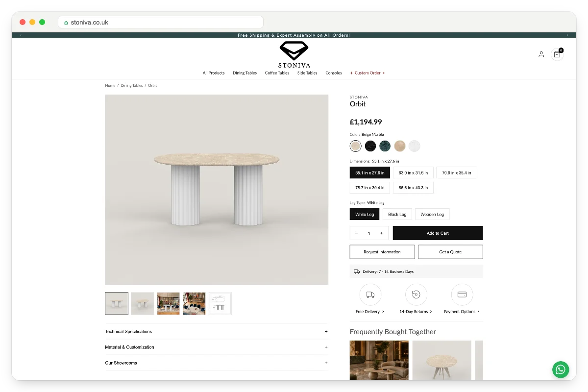 Orbit table product page