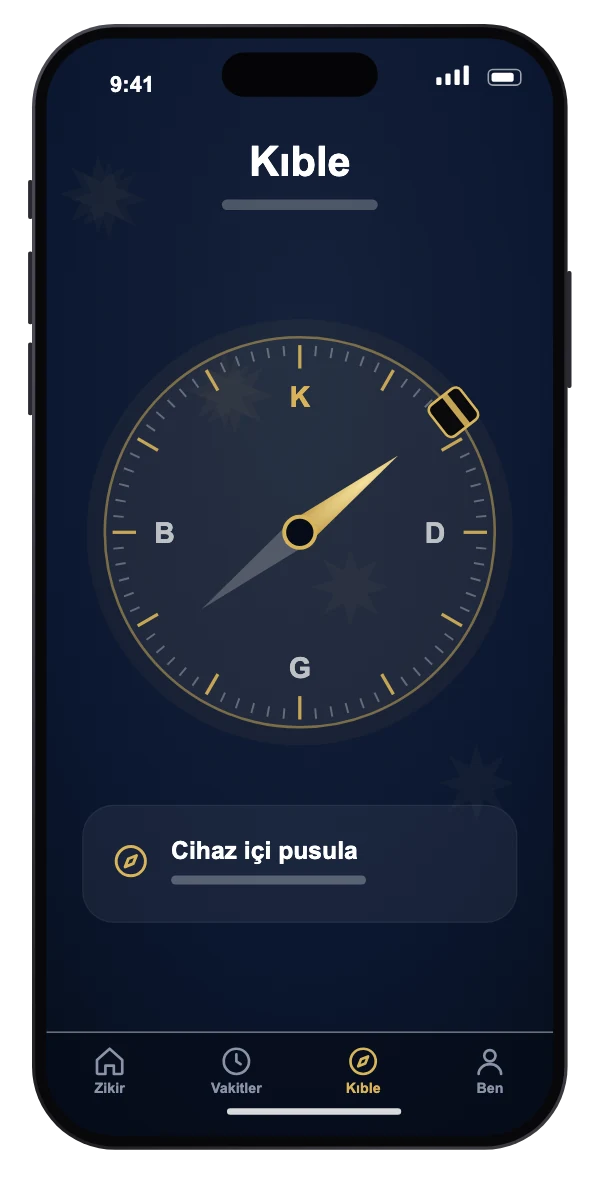 Zikir App qibla compass screen